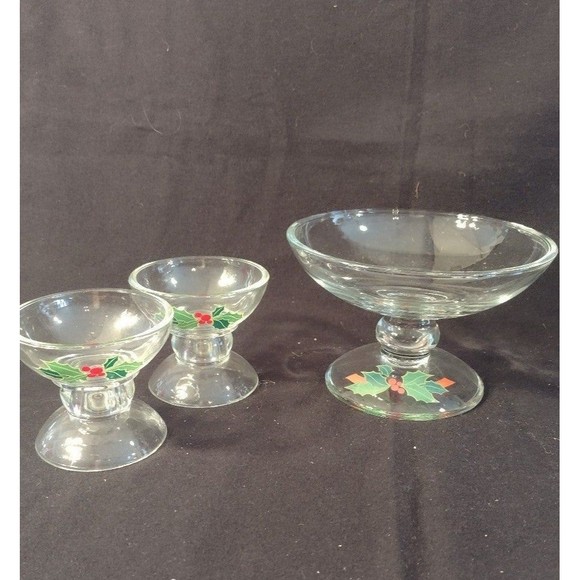 Vintage 4pc AVON Holiday Hostess Collection Holly Christmas Serve Ware - Picture 4 of 6